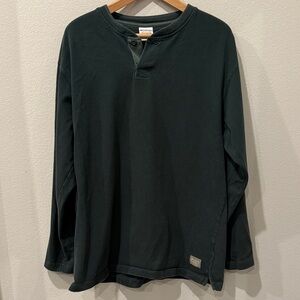 Vintage Columbia Men's Dark Green 100% Cotton Long Sleeve Shirt